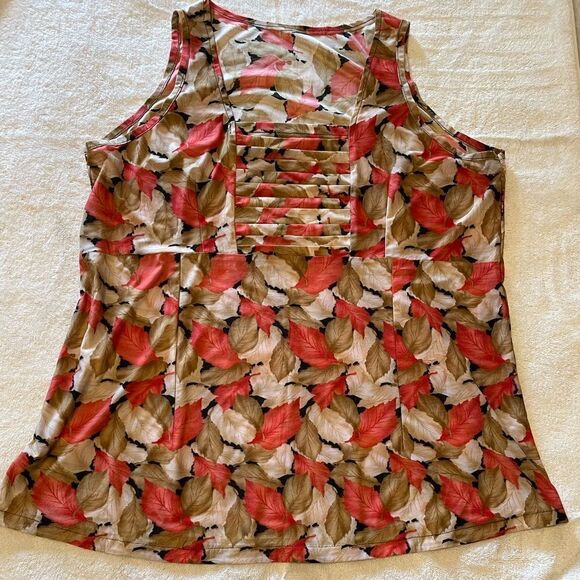 Red and brown sleeveless shell blouse - Picture 3 of 8